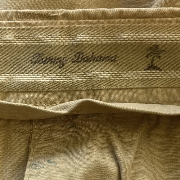 Tommy Bahama Pants Mens 34 Beige Cotton Flat Front Relaxed Fit - Picture 8 of 9